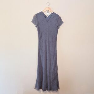 Vintage 90s Silk Floral Slip Dress Fairycore Whimsygoth Silk Maxi Dress